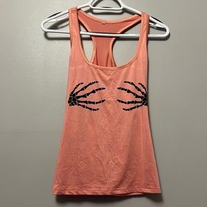 Skull Hands Racerback Tank Peach/Pink Colour Size S/M